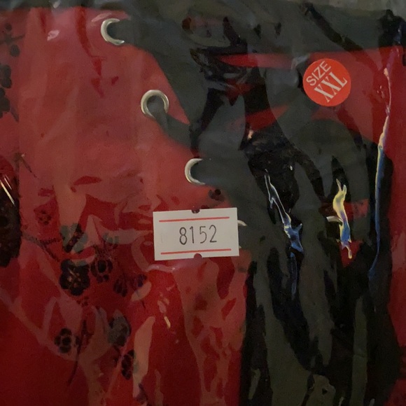 New! 3pc set Red Asian Corset and Mini skirt Size Size S, L, XXL Red Black - Picture 5 of 7